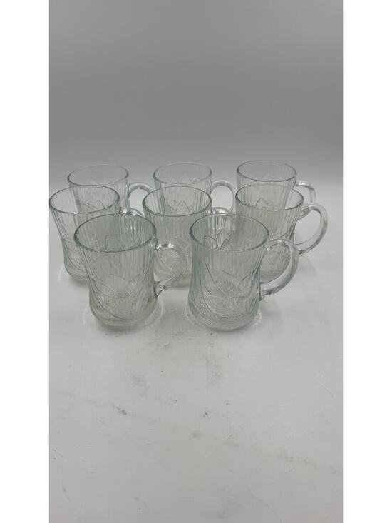 Arcoroc Other - Vintage Arcoroc Floral Clear Glass Tea Mug Set of 8 Caterbury Made in France